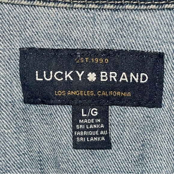 Lucky Brand Tomboy Trucker Cropped Raw Hem Jean Jacket Large Lightweight - Picture 8 of 9